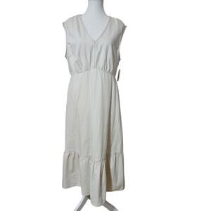 Time and Tru Ivory Drapey Denim Dress Size L 12-14 NEW With Tag Ruffle Cottage